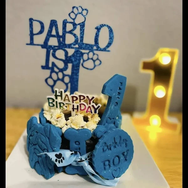 Blue Dog birthday cake personalised any name - Image 6