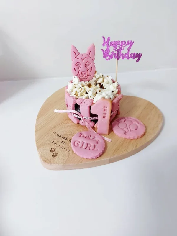 Dog birthday cake pink any name personalised dog breed biscuit gotcha day celebration - Image 4